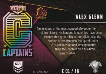 2021 NRL Elite - Captains Priority #C01 Alex Glenn Back